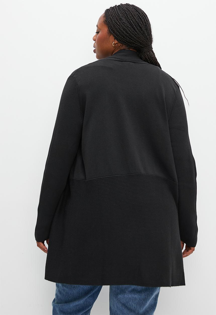 edit Plus - Shaped waterfall cardigan - black