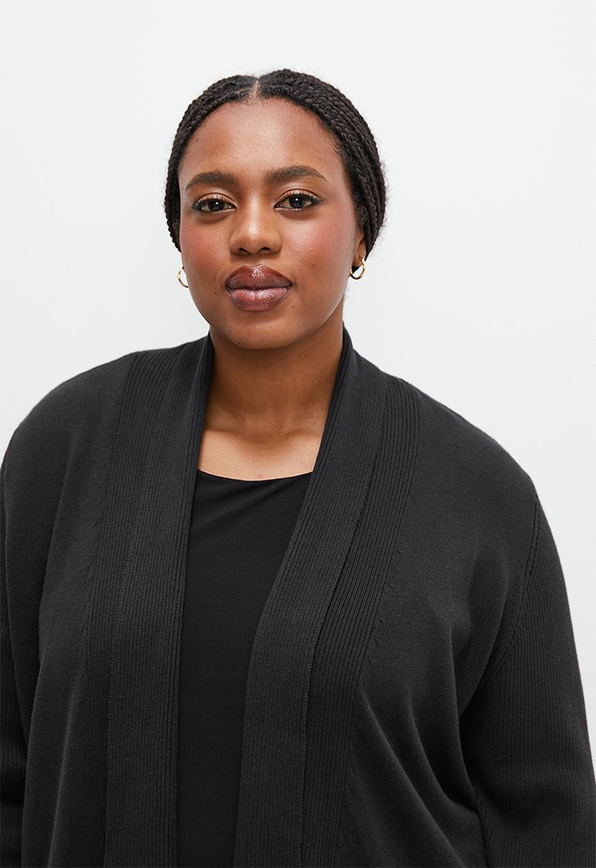 edit Plus - Shaped waterfall cardigan - black