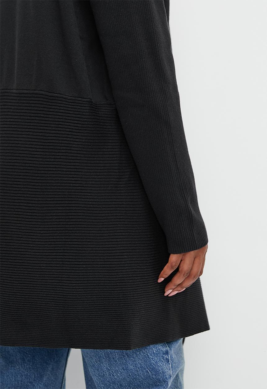 edit Plus - Shaped waterfall cardigan - black