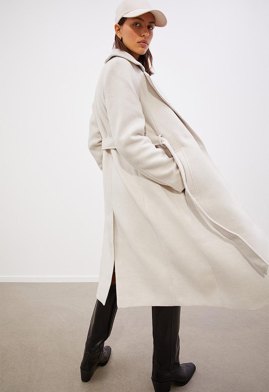 H&M - Tie-belt coat - light greige