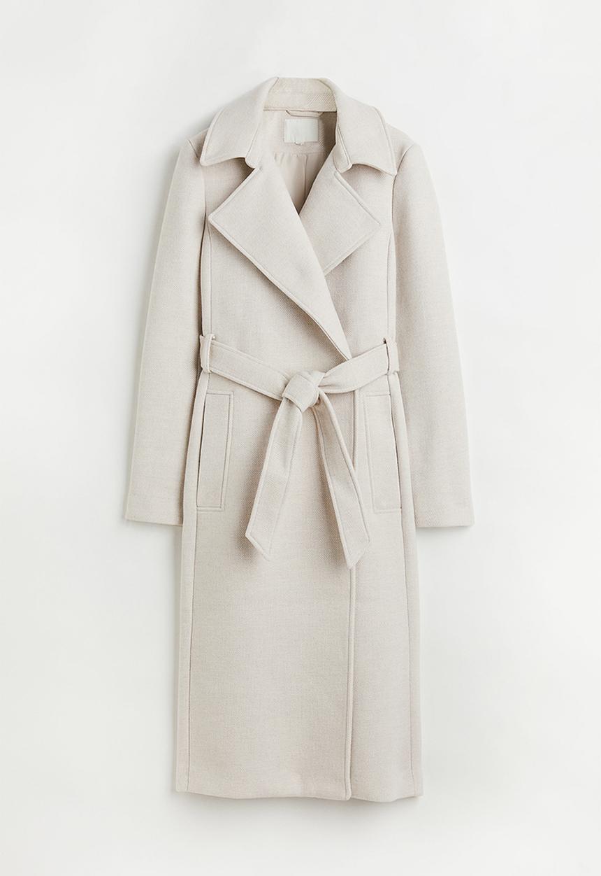 H&M - Tie-belt coat - light greige