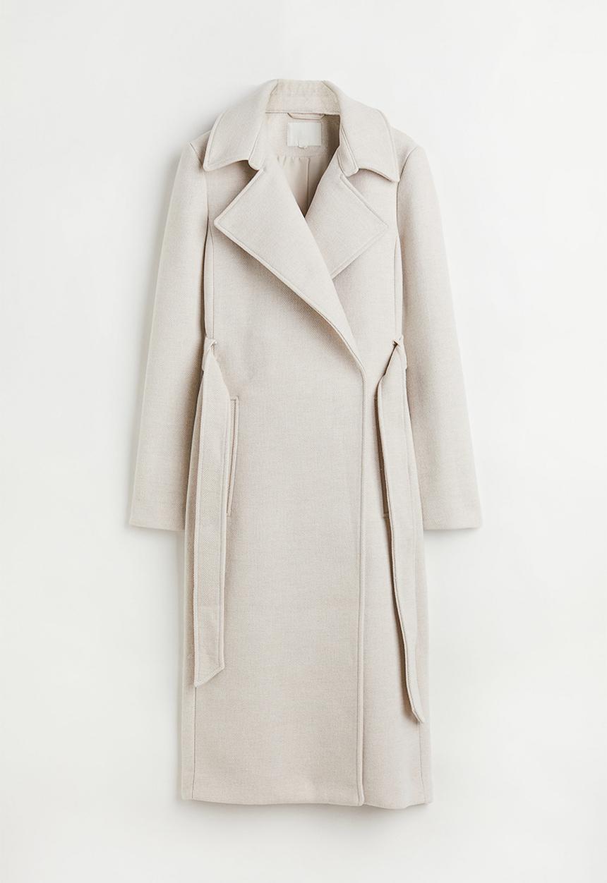 H&M - Tie-belt coat - light greige