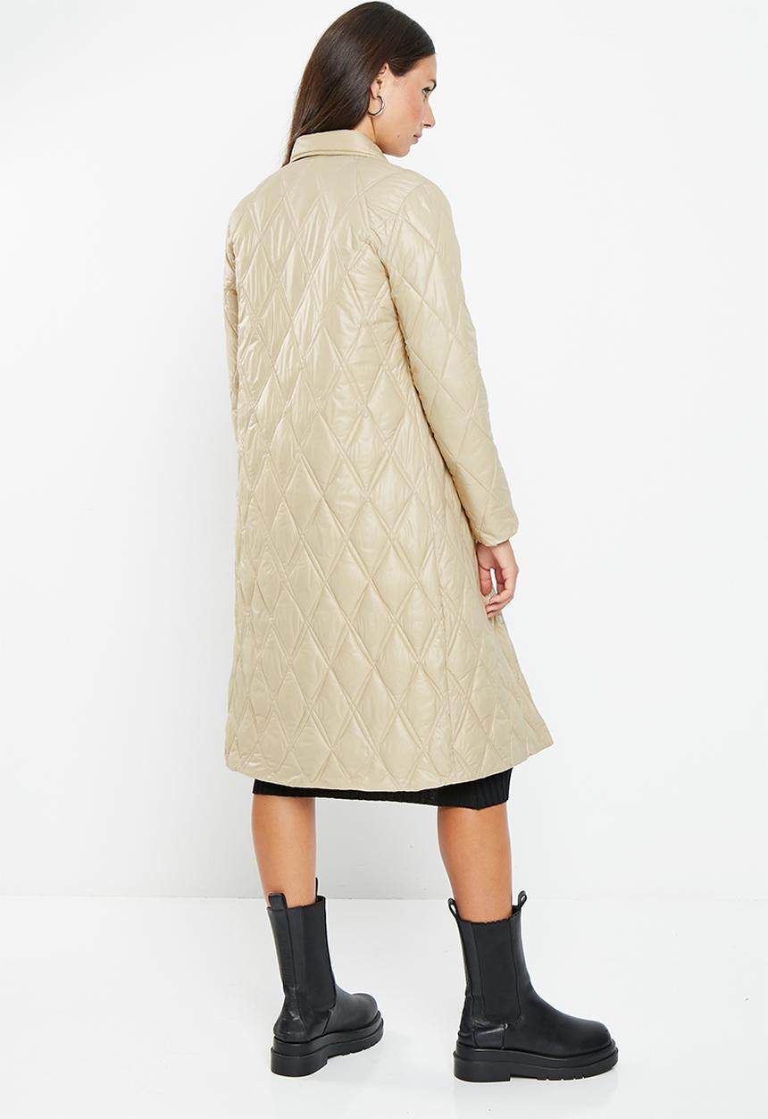 dailyfriday - Longline quilted puffer - stone