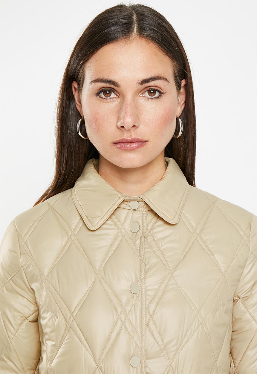 dailyfriday - Longline quilted puffer - stone