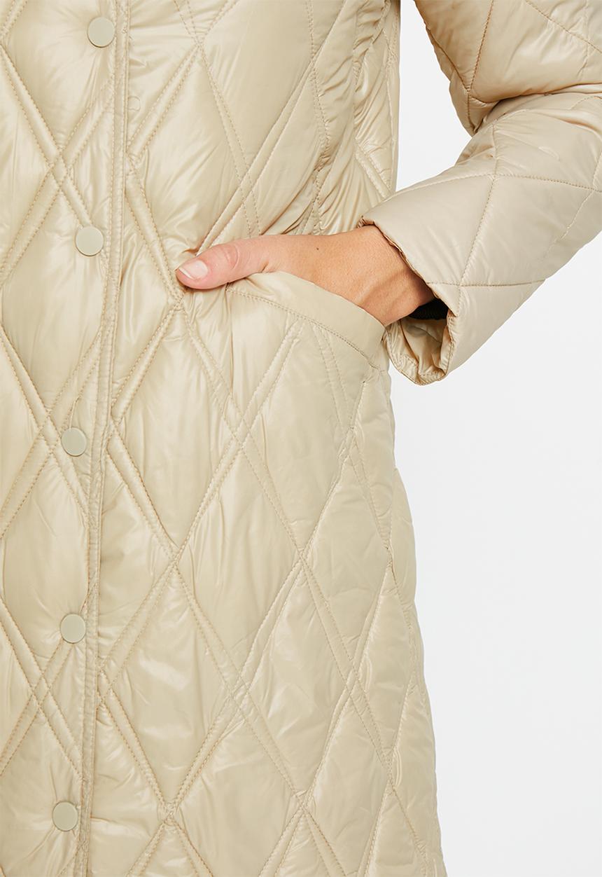 dailyfriday - Longline quilted puffer - stone