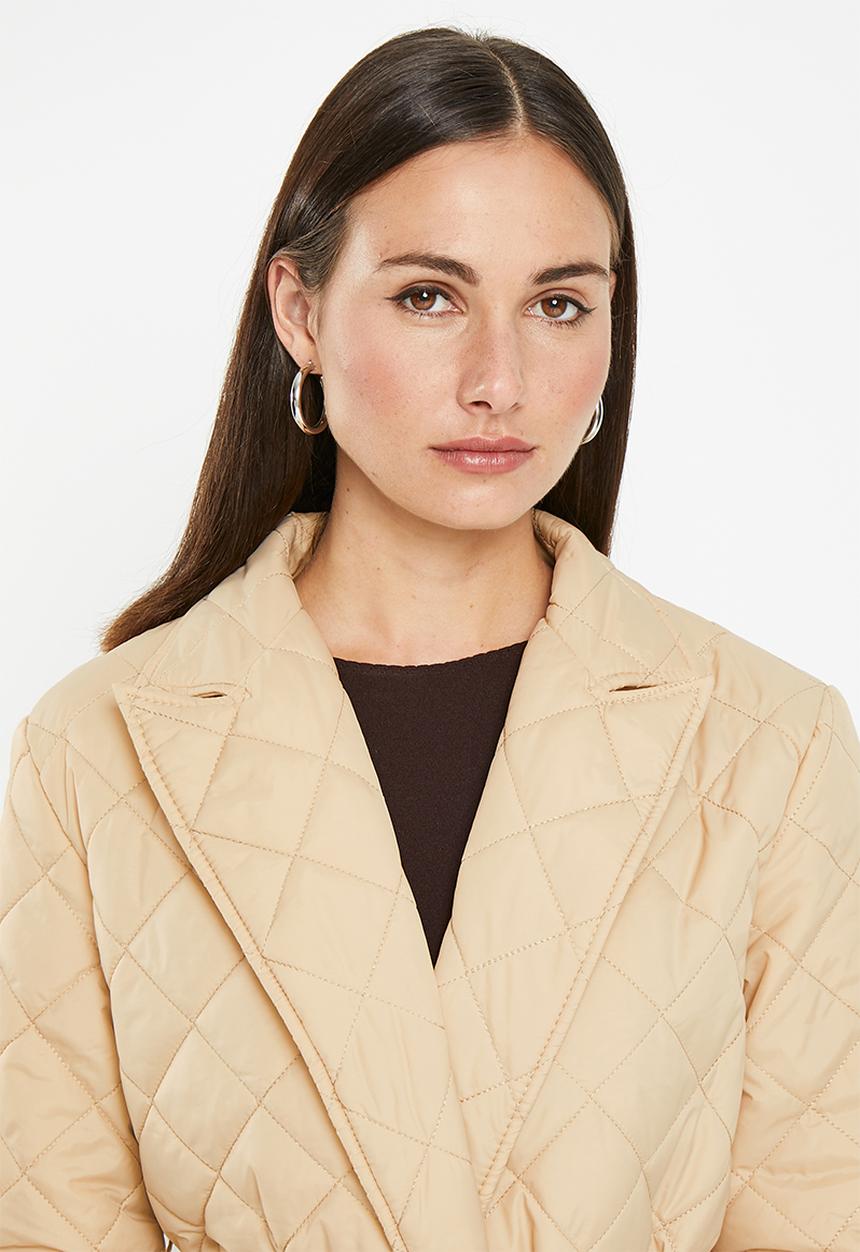 dailyfriday - Quilted belted coat - ecru