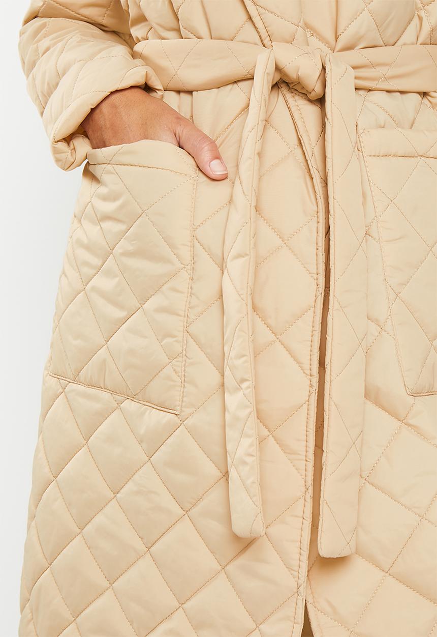 dailyfriday - Quilted belted coat - ecru