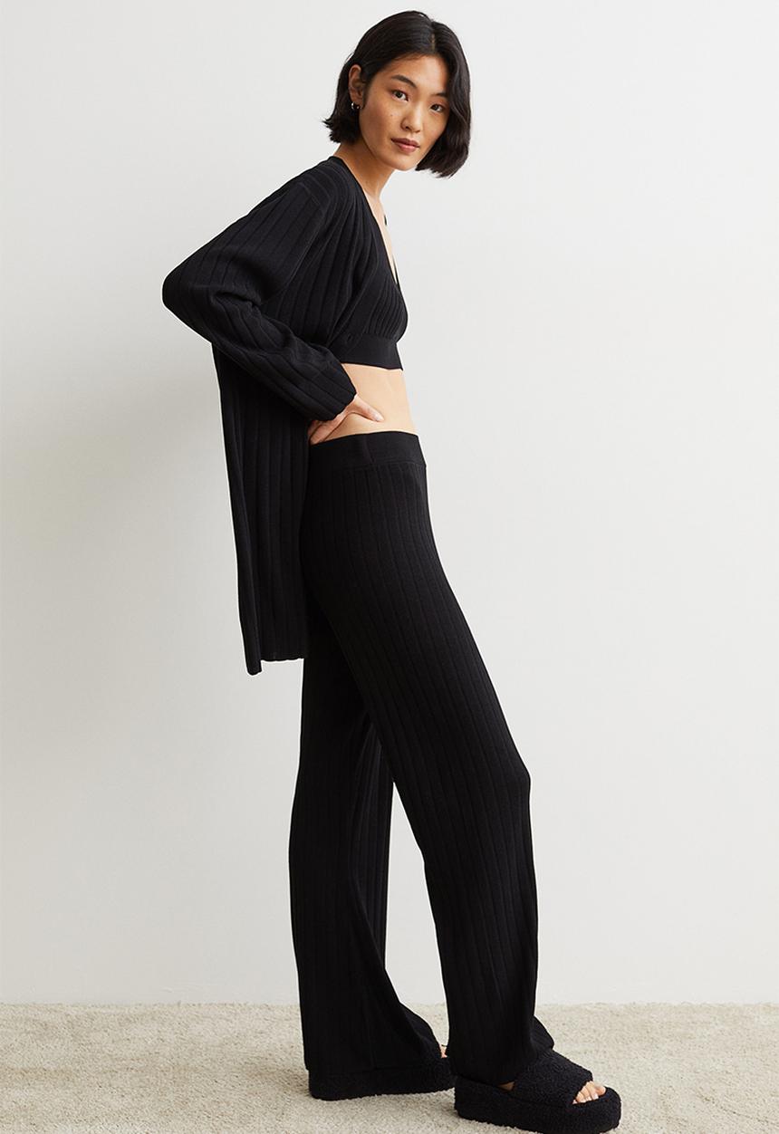 H&M - Rib-knit trousers - black