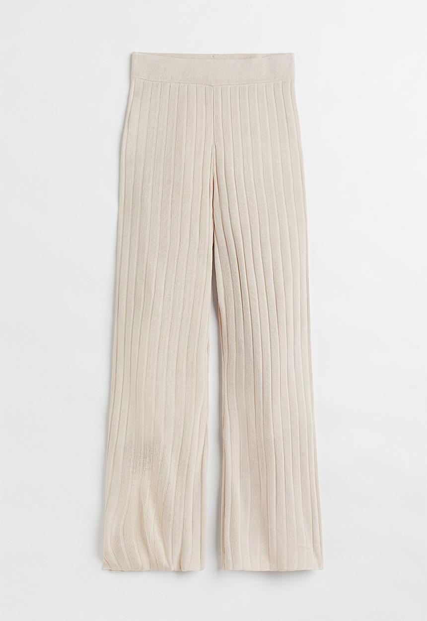 H&M - Rib-knit trousers - light beige