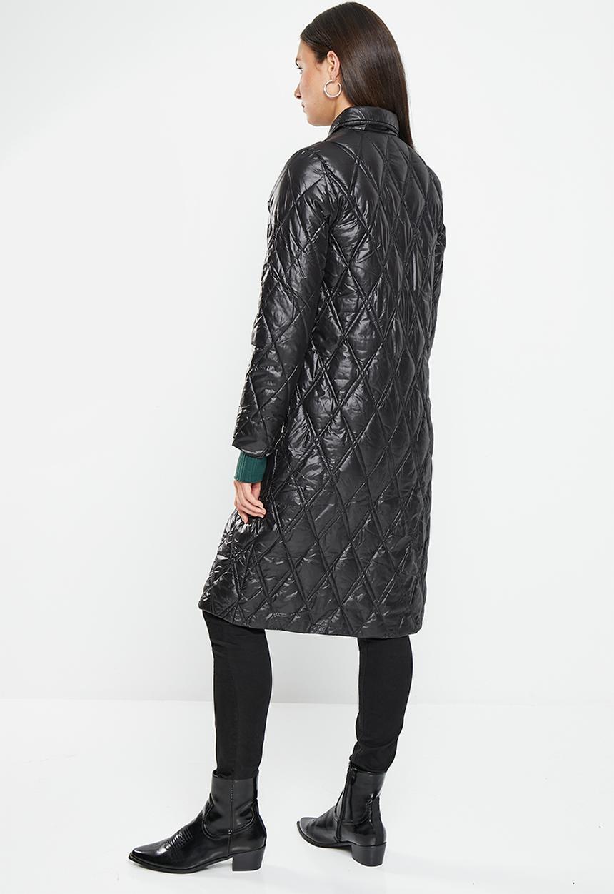 dailyfriday - Longline quilted puffer - black