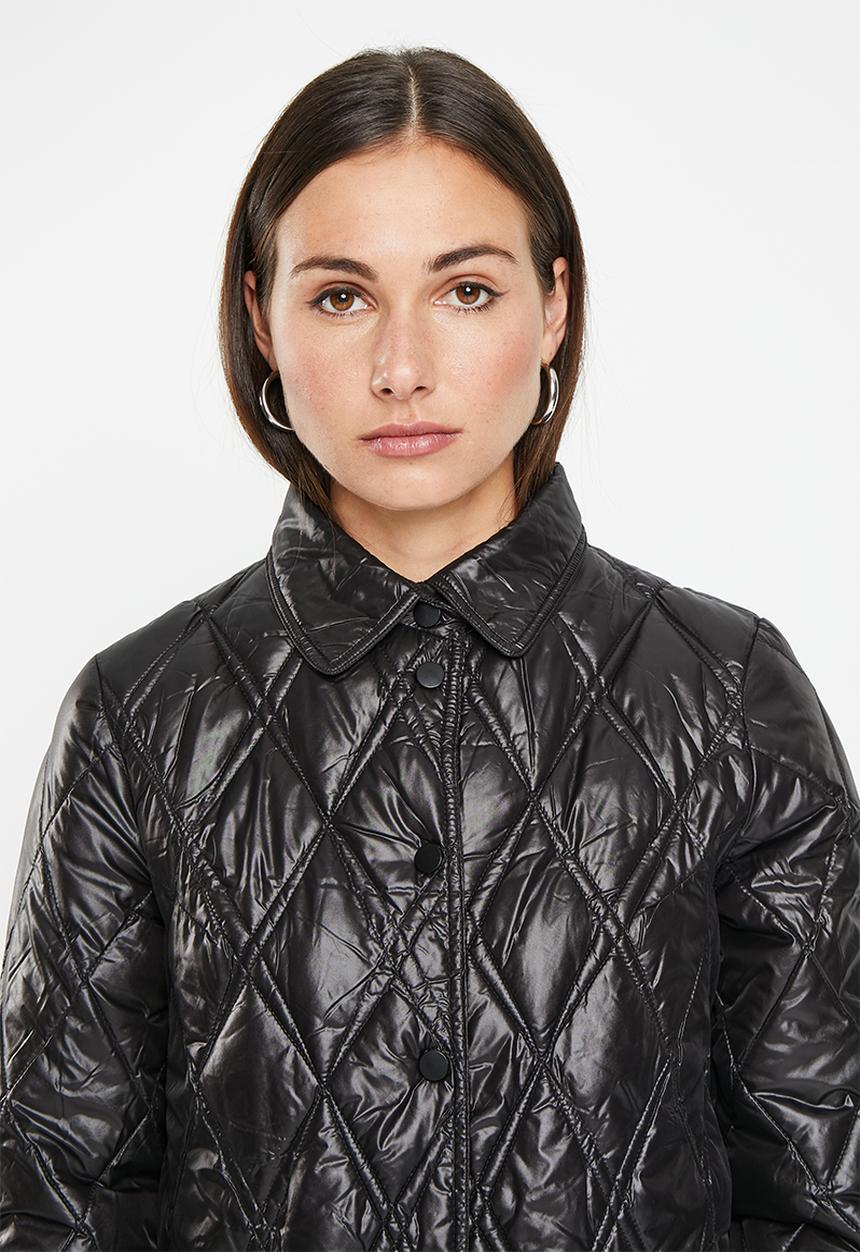 dailyfriday - Longline quilted puffer - black