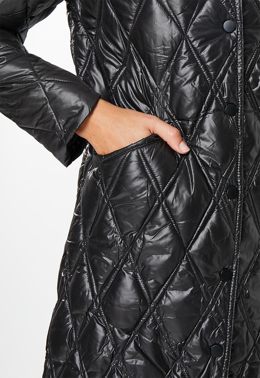 dailyfriday - Longline quilted puffer - black