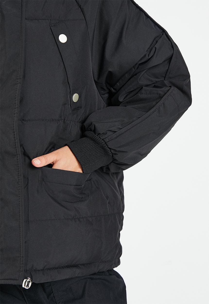 dailyfriday - Faux fur hood puffer - black