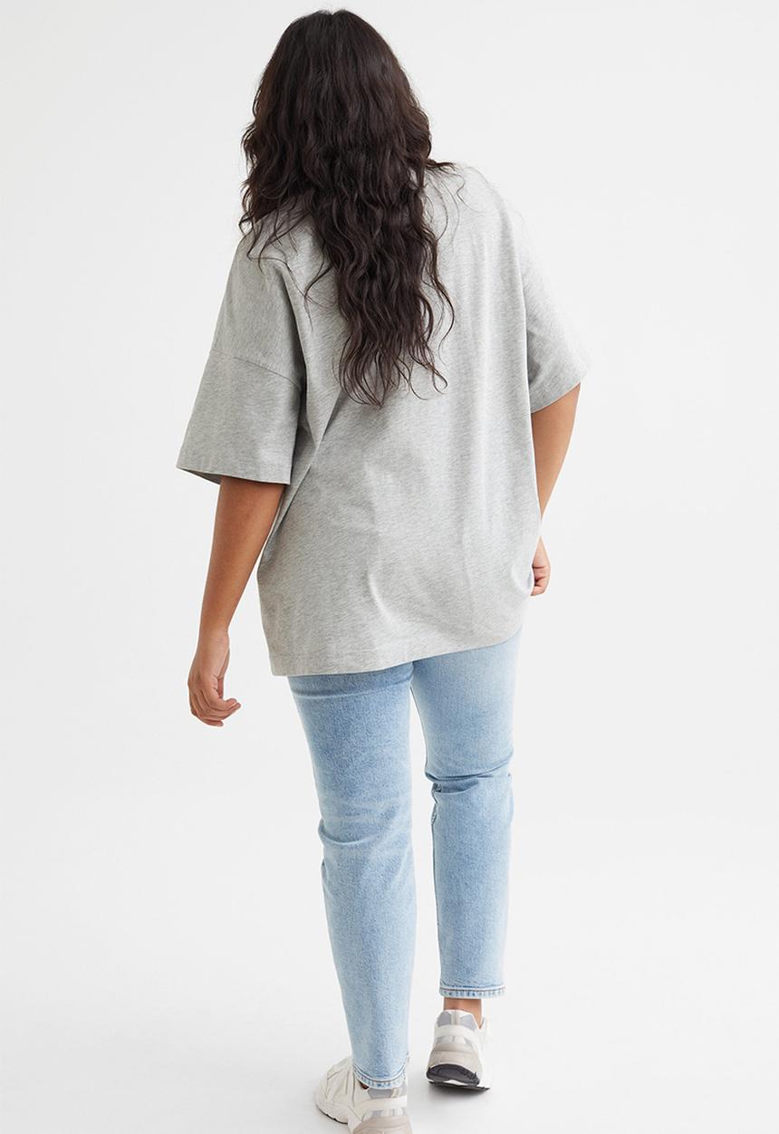 H&M - Long printed T-shirt - light grey/harvard university