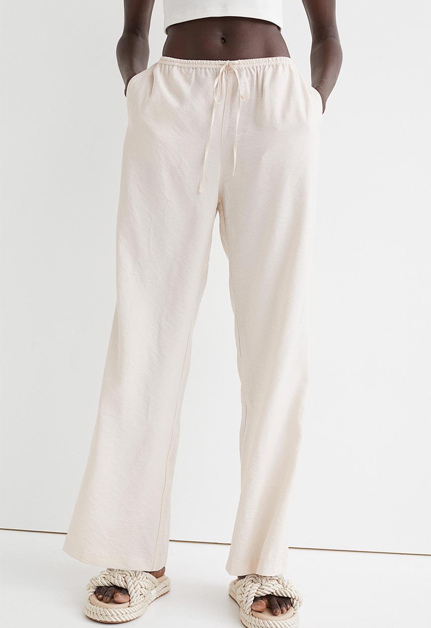 H&M - Wide satin trousers - white
