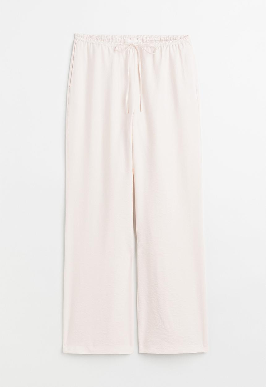 H&M - Wide satin trousers - white