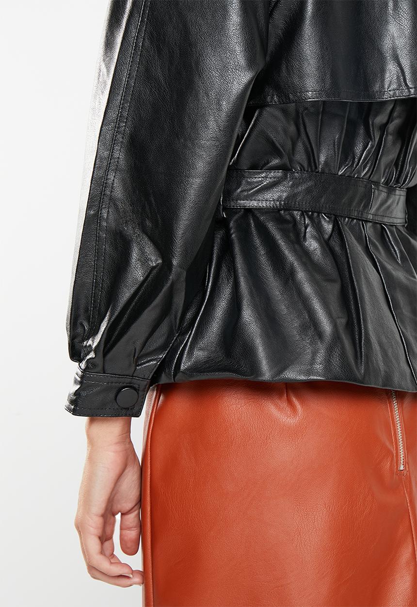 dailyfriday - Pu trench coat - black