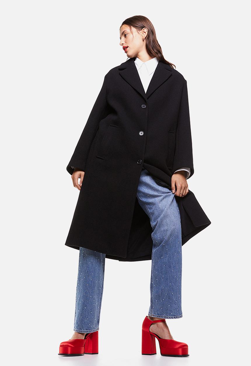 H&M - Single-breasted coat - black