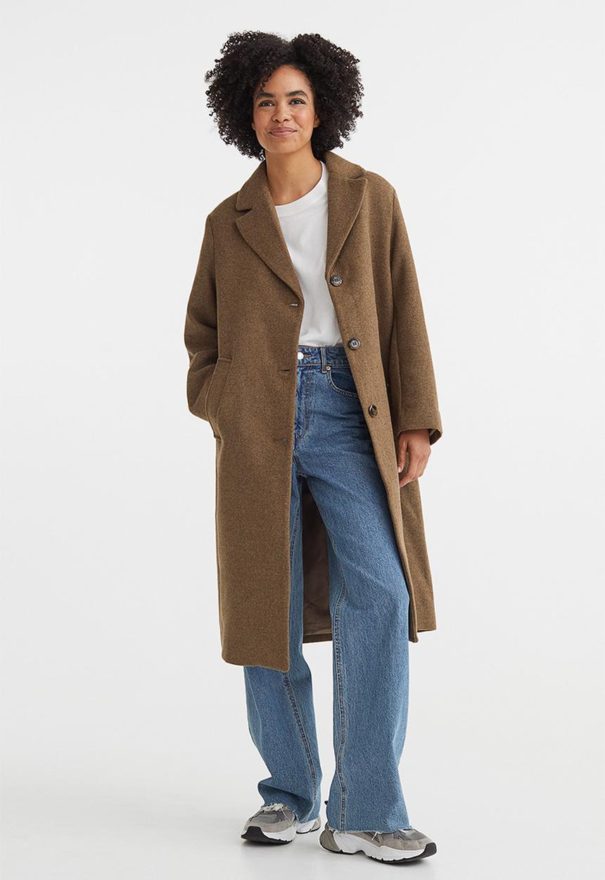 H&M - Single-breasted coat - dark beige marl