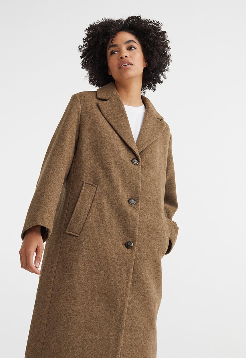 H&M - Single-breasted coat - dark beige marl