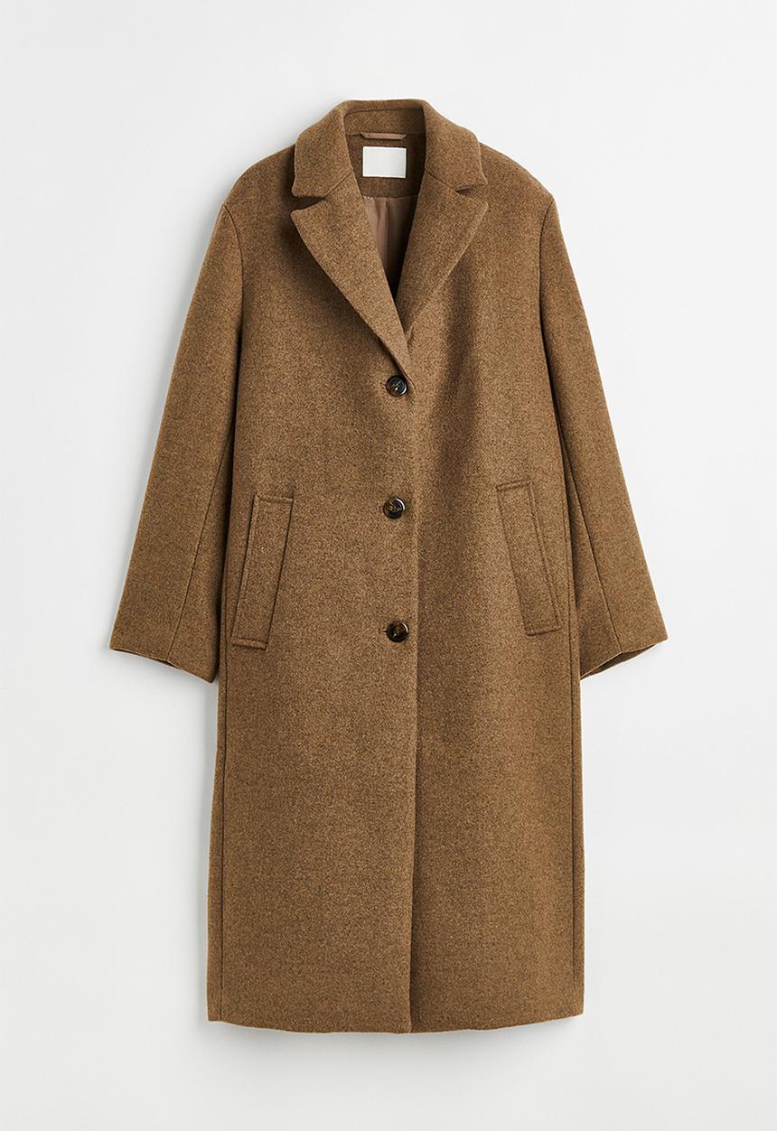 H&M - Single-breasted coat - dark beige marl