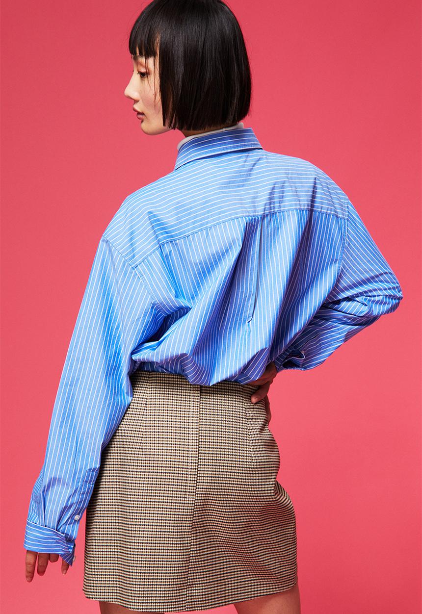 H&M - Mini skirt - light beige/dogtooth patterned