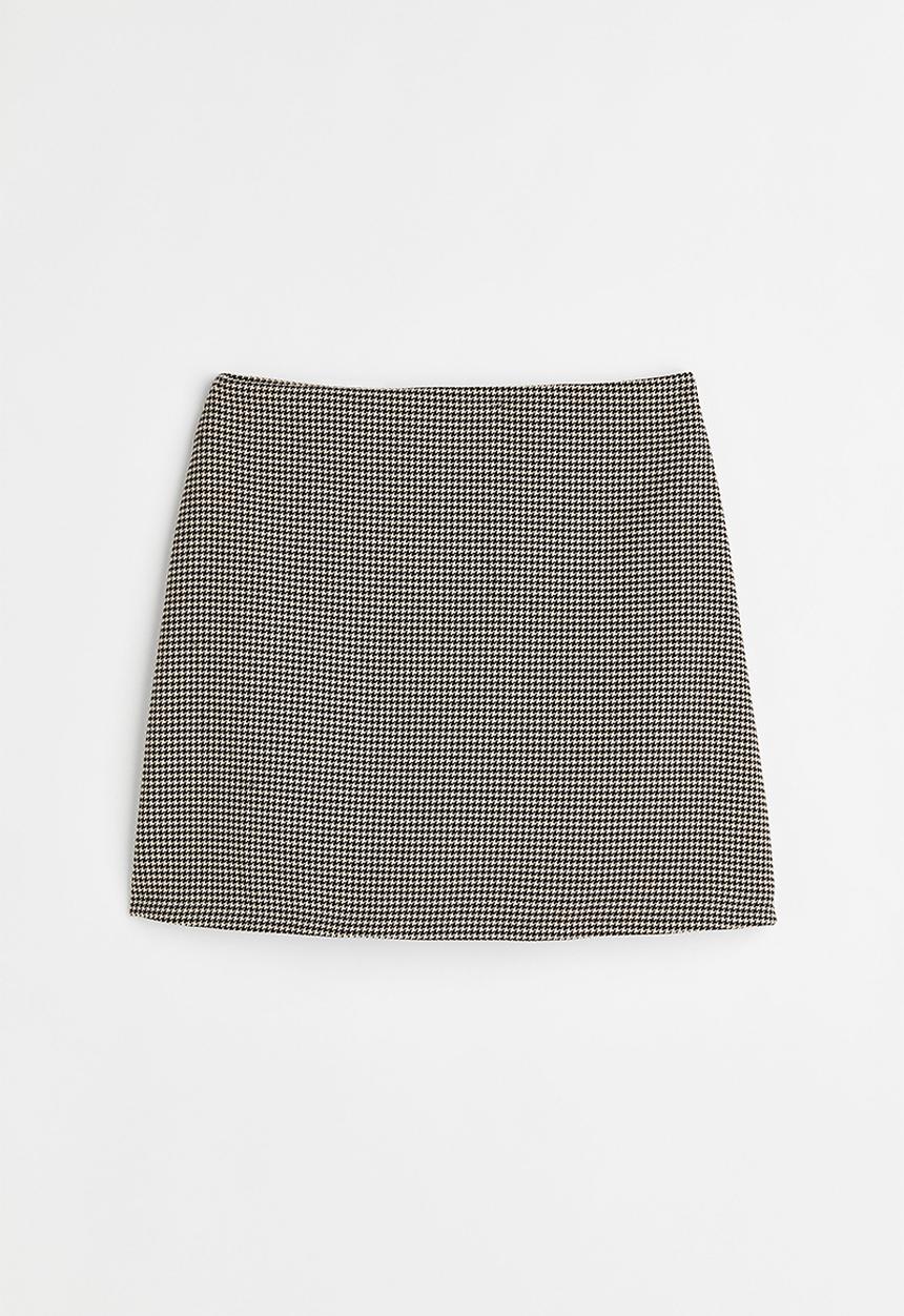 H&M - Mini skirt - black/dogtooth patterned