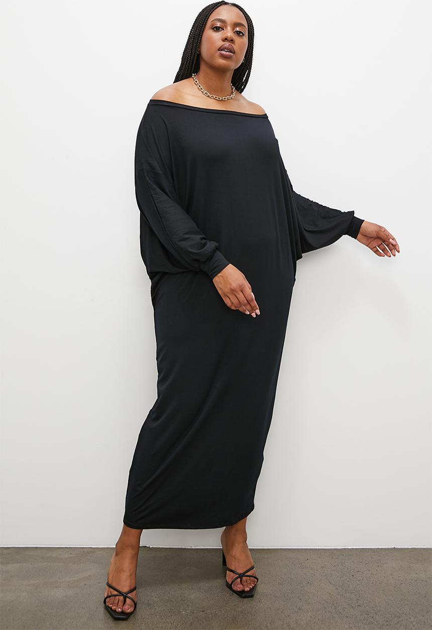 Superbalist - Off the shoulder midaxi slouch dress - black