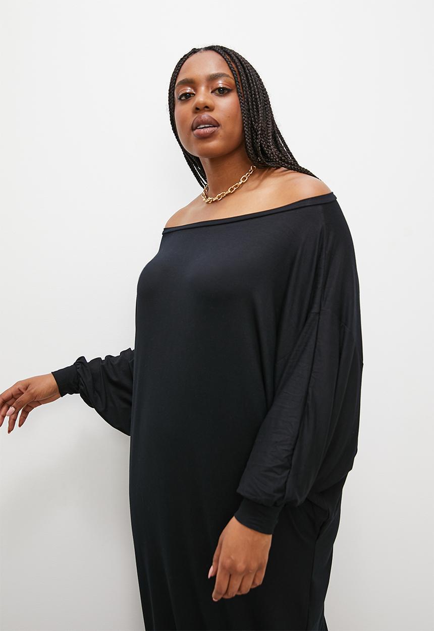 Superbalist - Off the shoulder midaxi slouch dress - black
