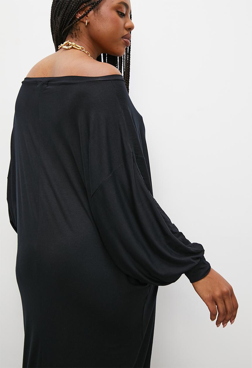 Superbalist - Off the shoulder midaxi slouch dress - black