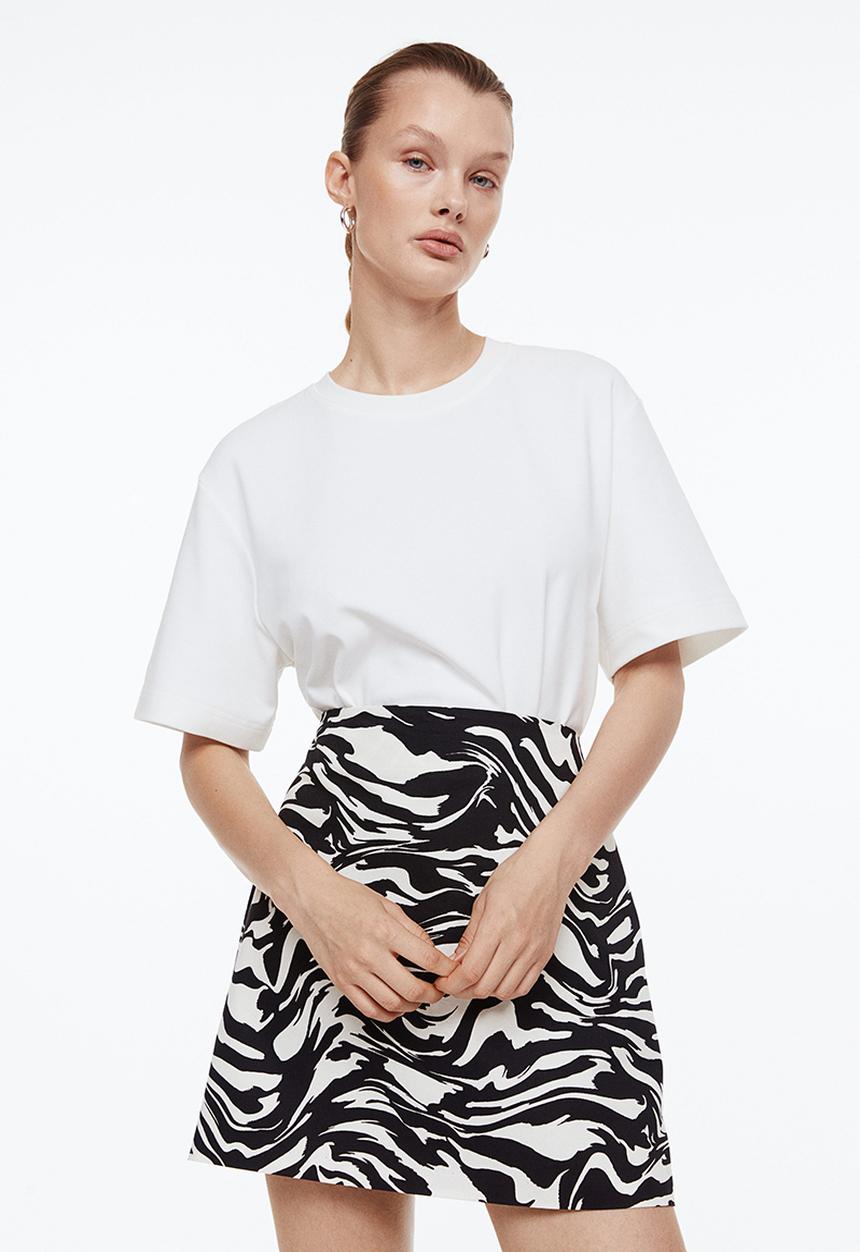 H&M - Mini skirt - black/zebra print