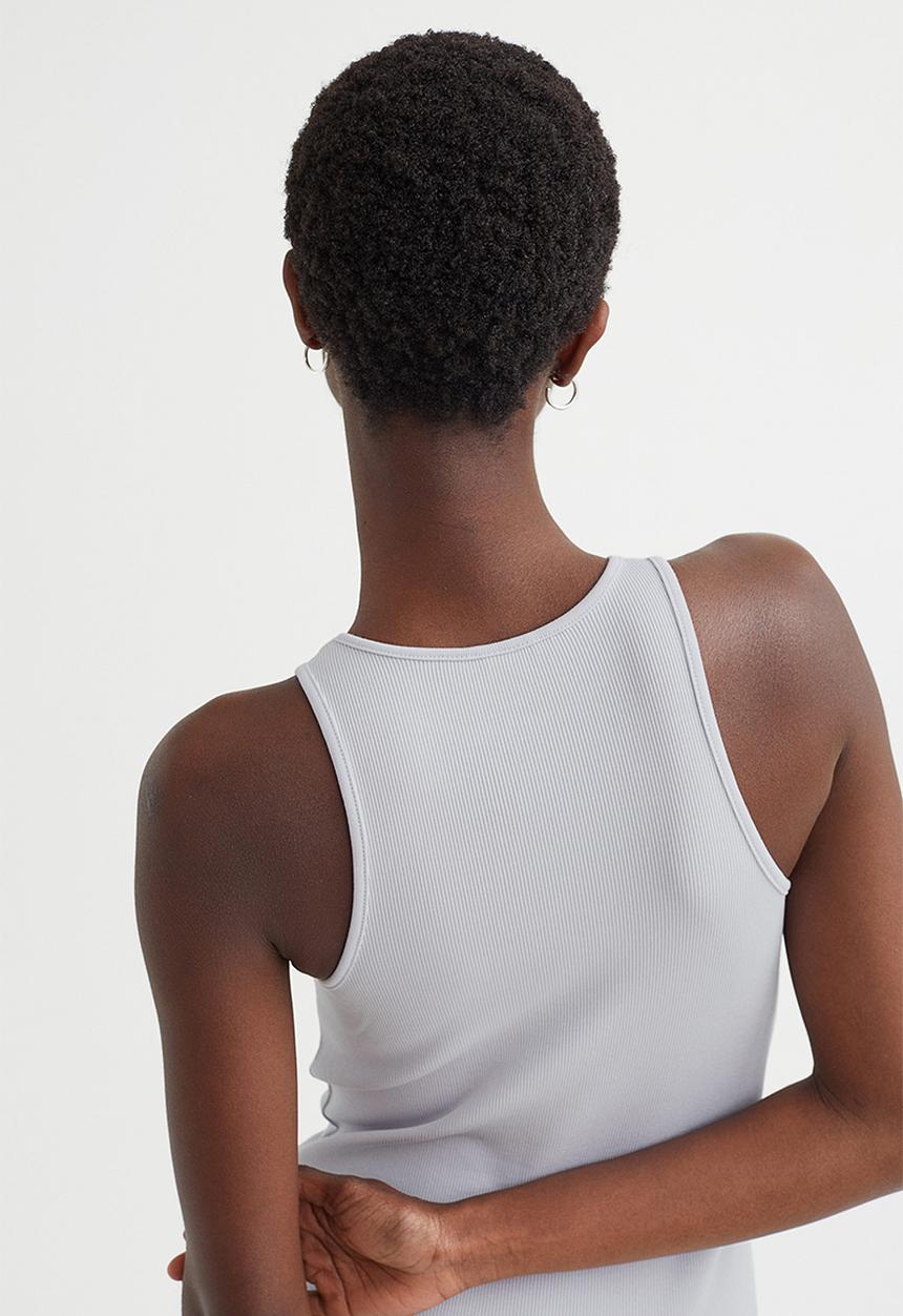 H&M - Ribbed jersey dress - light grey-blue