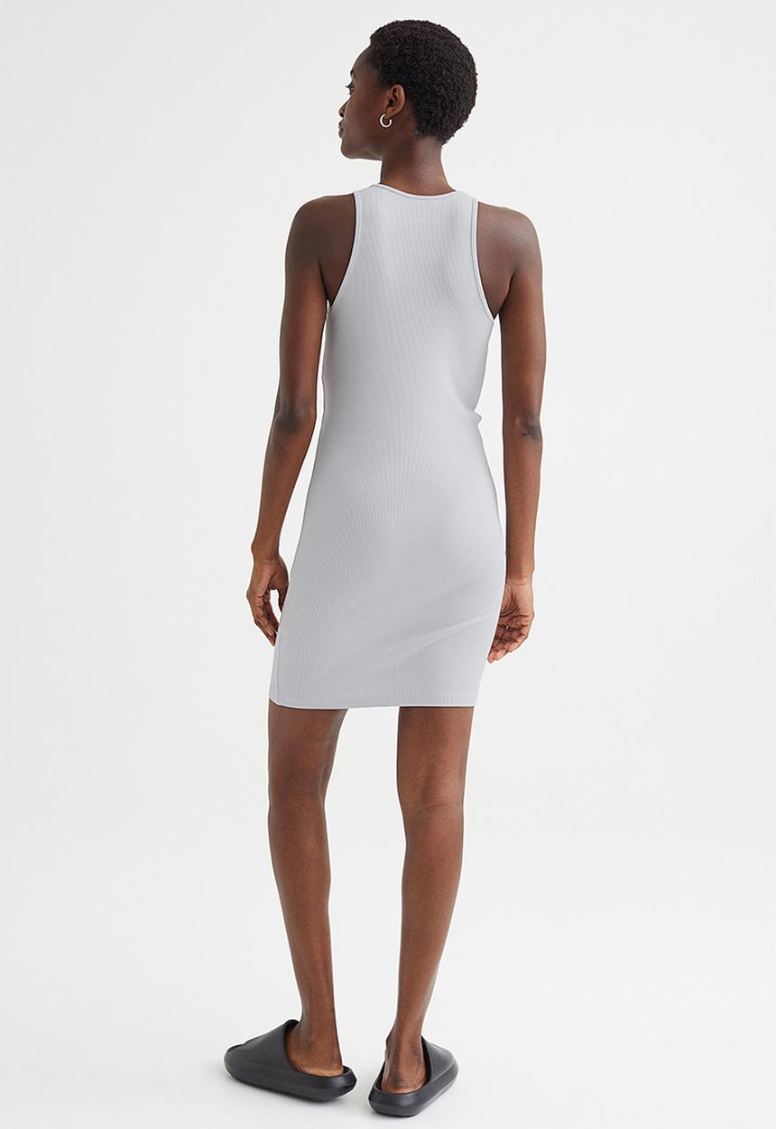 H&M - Ribbed jersey dress - light grey-blue