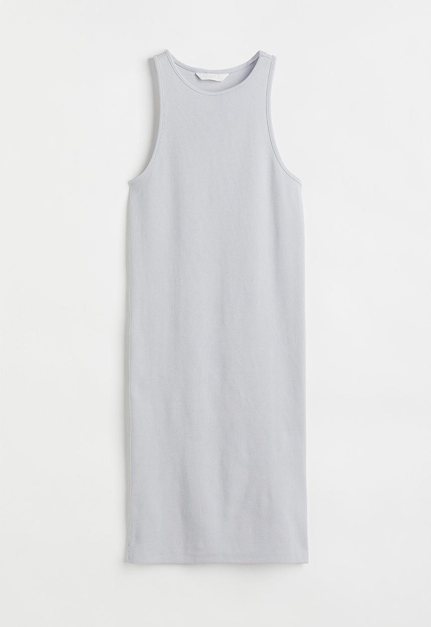 H&M - Ribbed jersey dress - light grey-blue