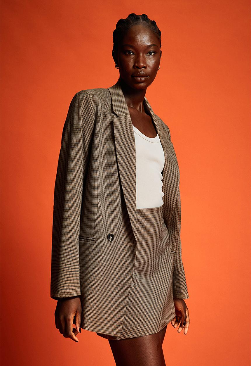 H&M - Mini skirt - brown/checked