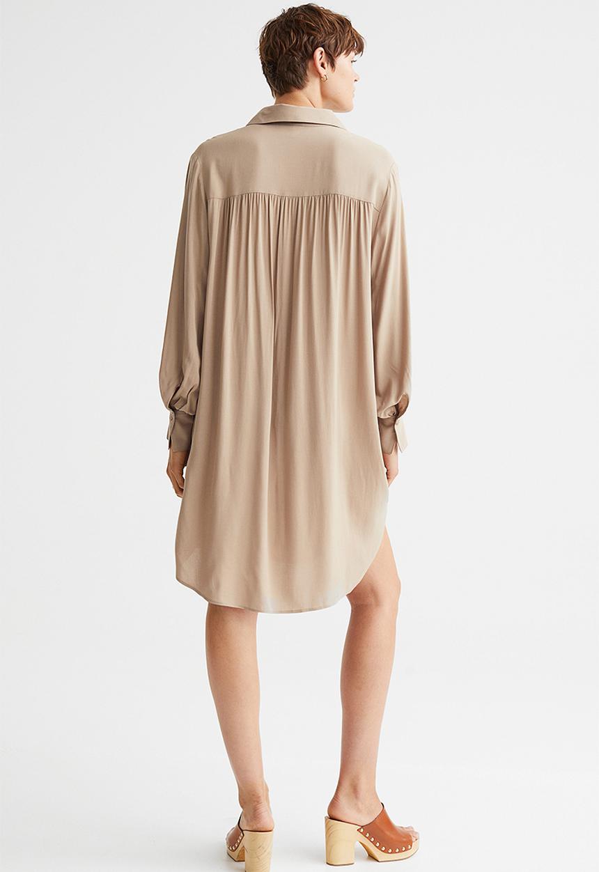 H&M - Balloon-sleeved shirt dress - beige