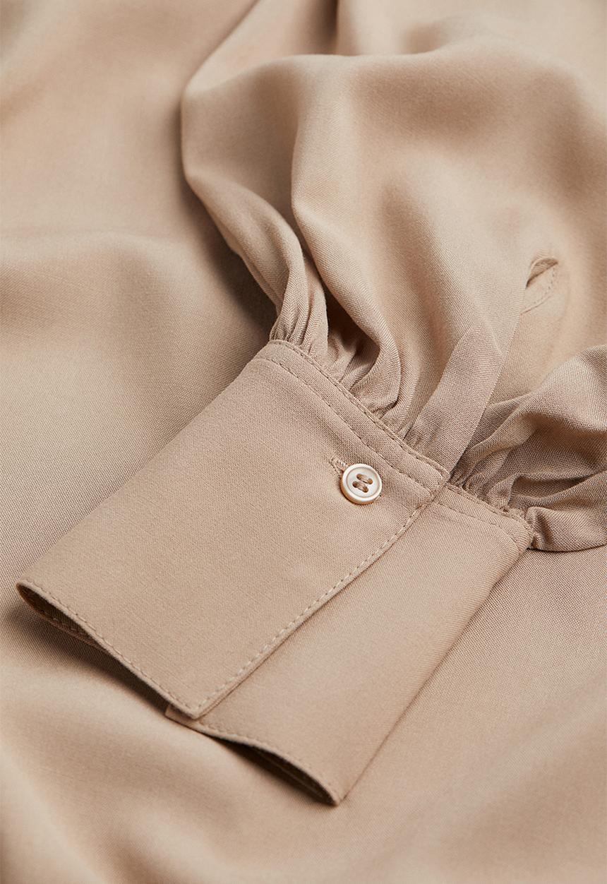 H&M - Balloon-sleeved shirt dress - beige