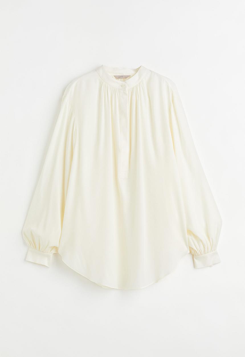 H&M - Balloon-sleeved blouse - cream