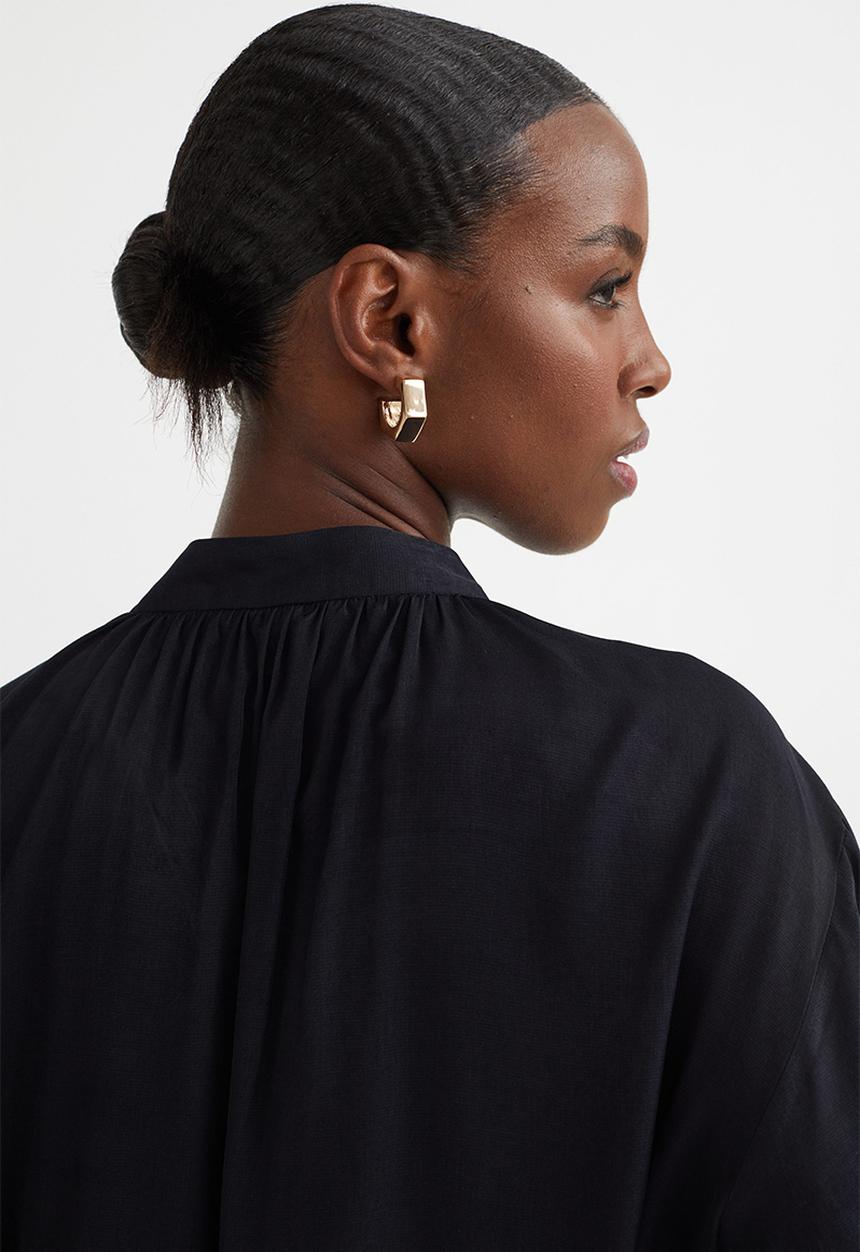 H&M - Balloon-sleeved blouse - dark blue