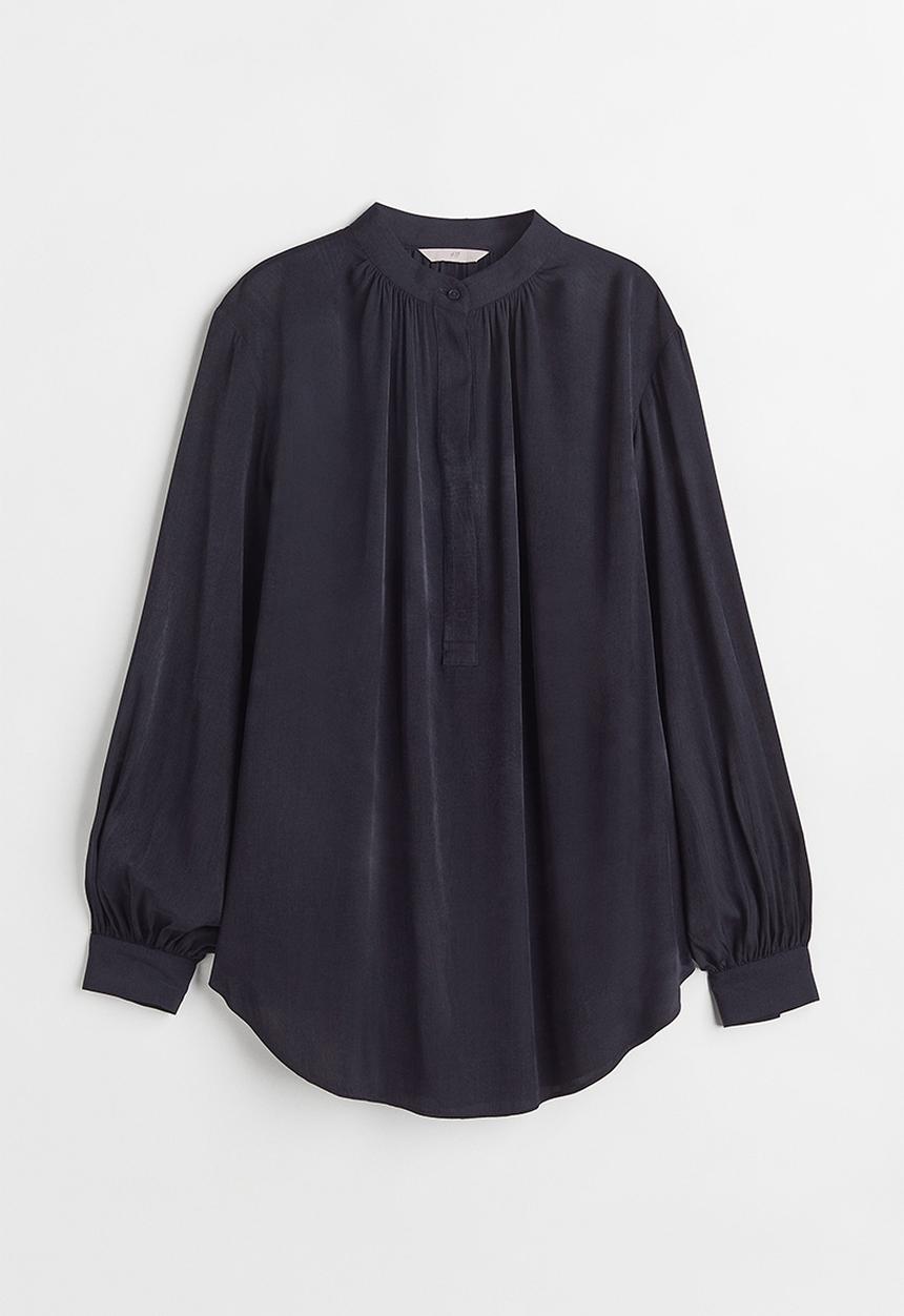 H&M - Balloon-sleeved blouse - dark blue