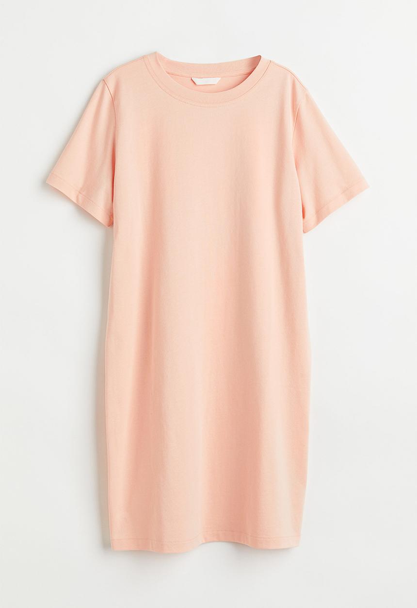 H&M - Cotton T-shirt dress - light apricot