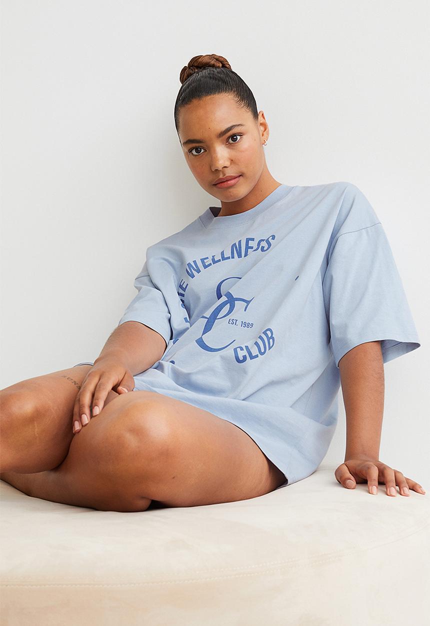 H&M - Oversized T-shirt - light blue/self-care
