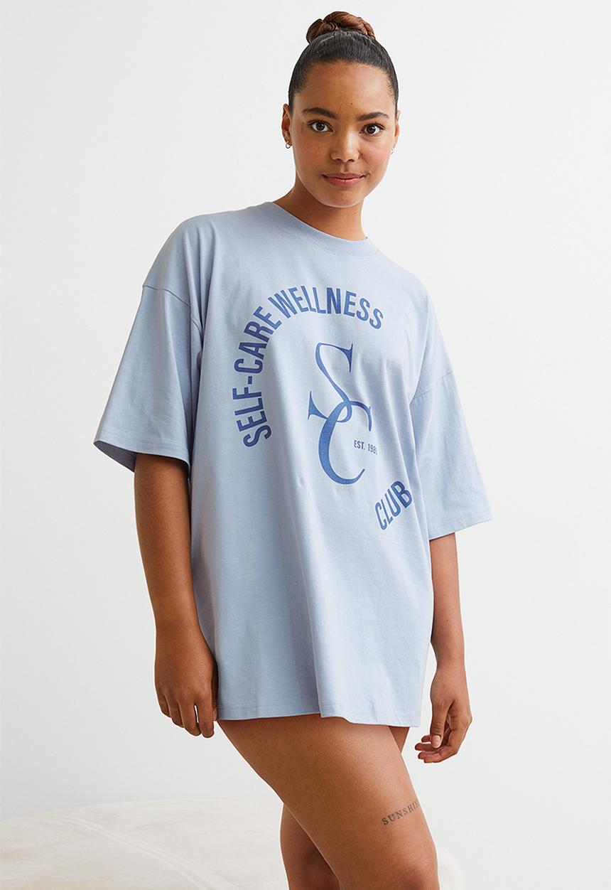 H&M - Oversized T-shirt - light blue/self-care