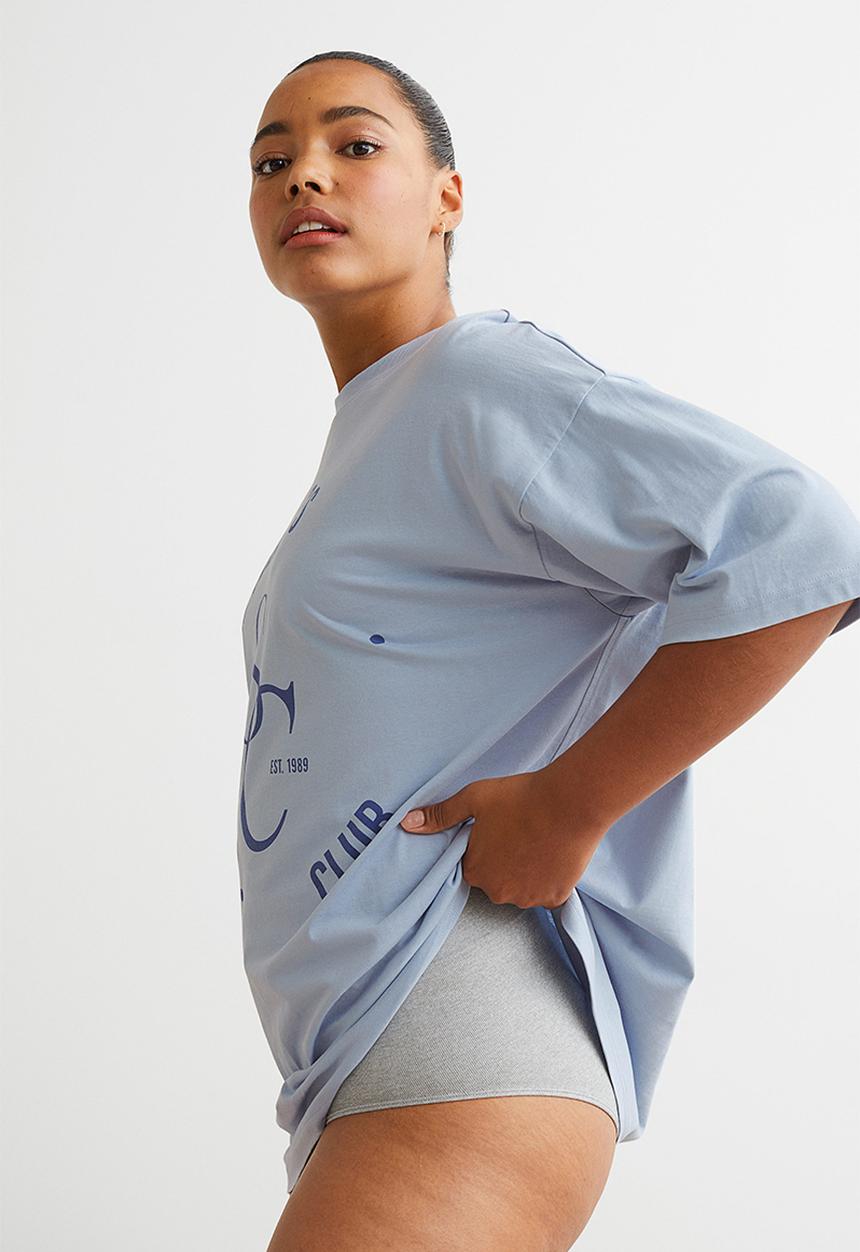 H&M - Oversized T-shirt - light blue/self-care