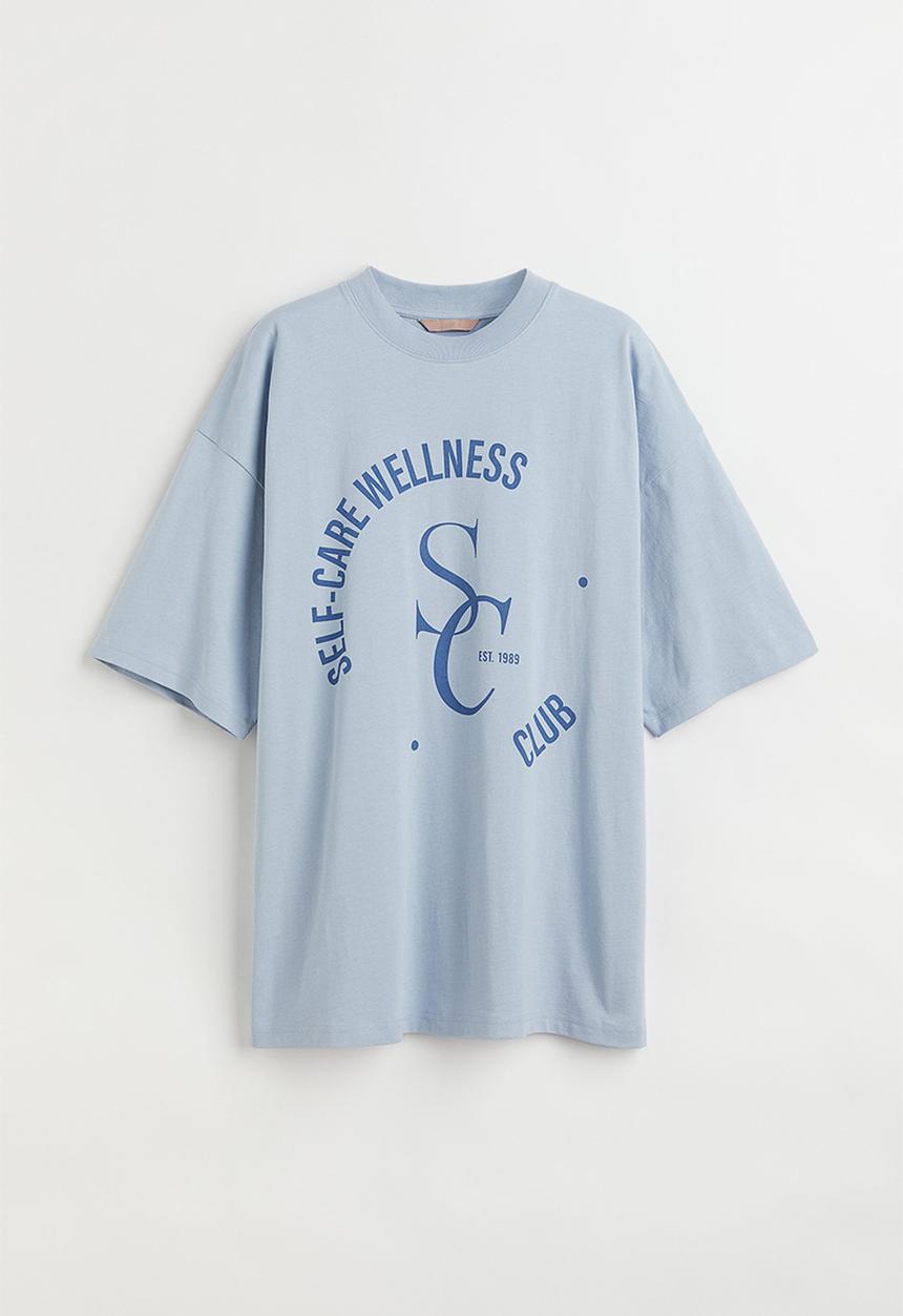 H&M - Oversized T-shirt - light blue/self-care