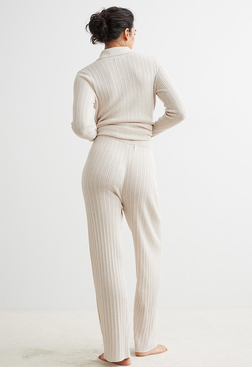 H&M - Ribbed trousers - light beige