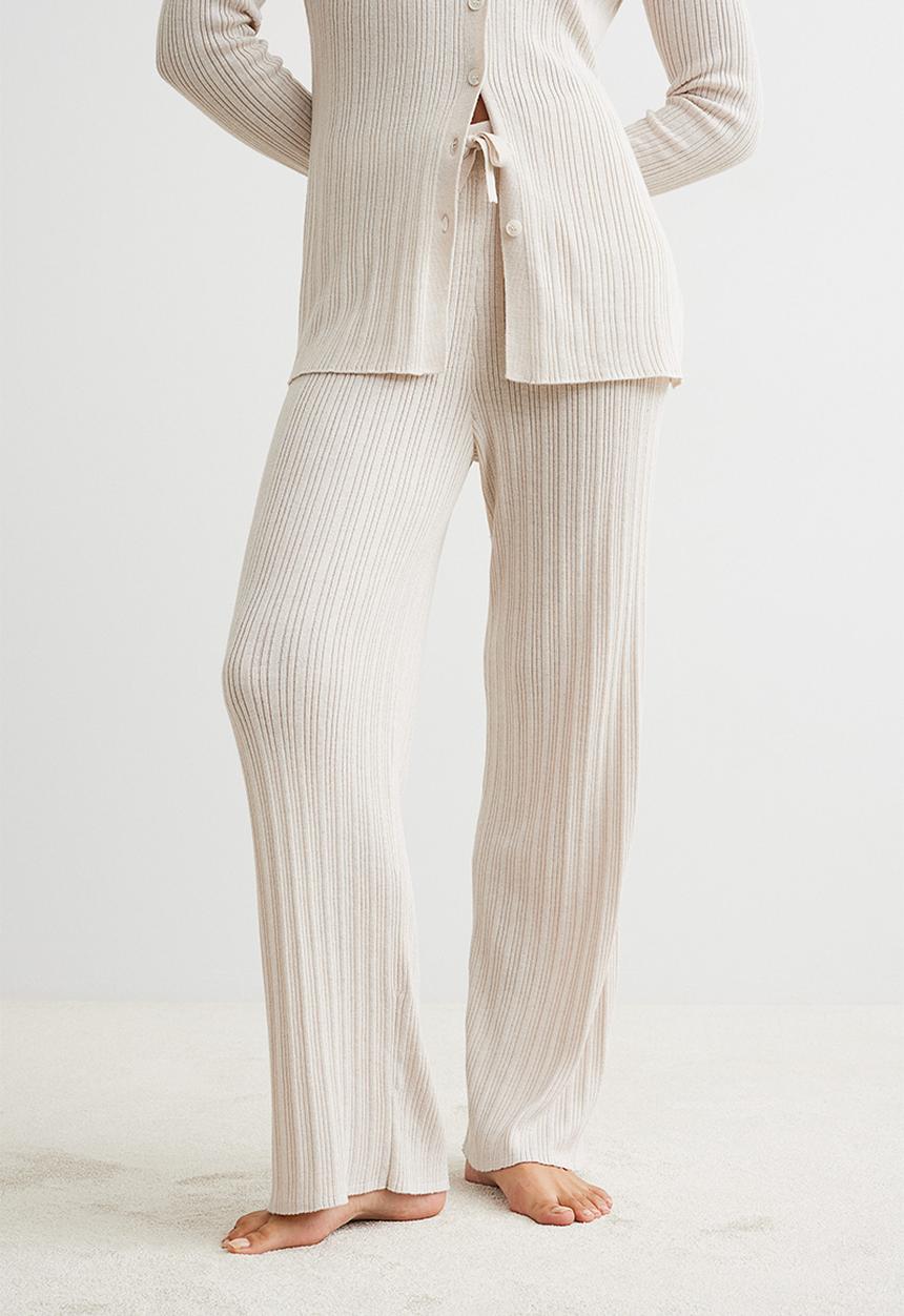 H&M - Ribbed trousers - light beige