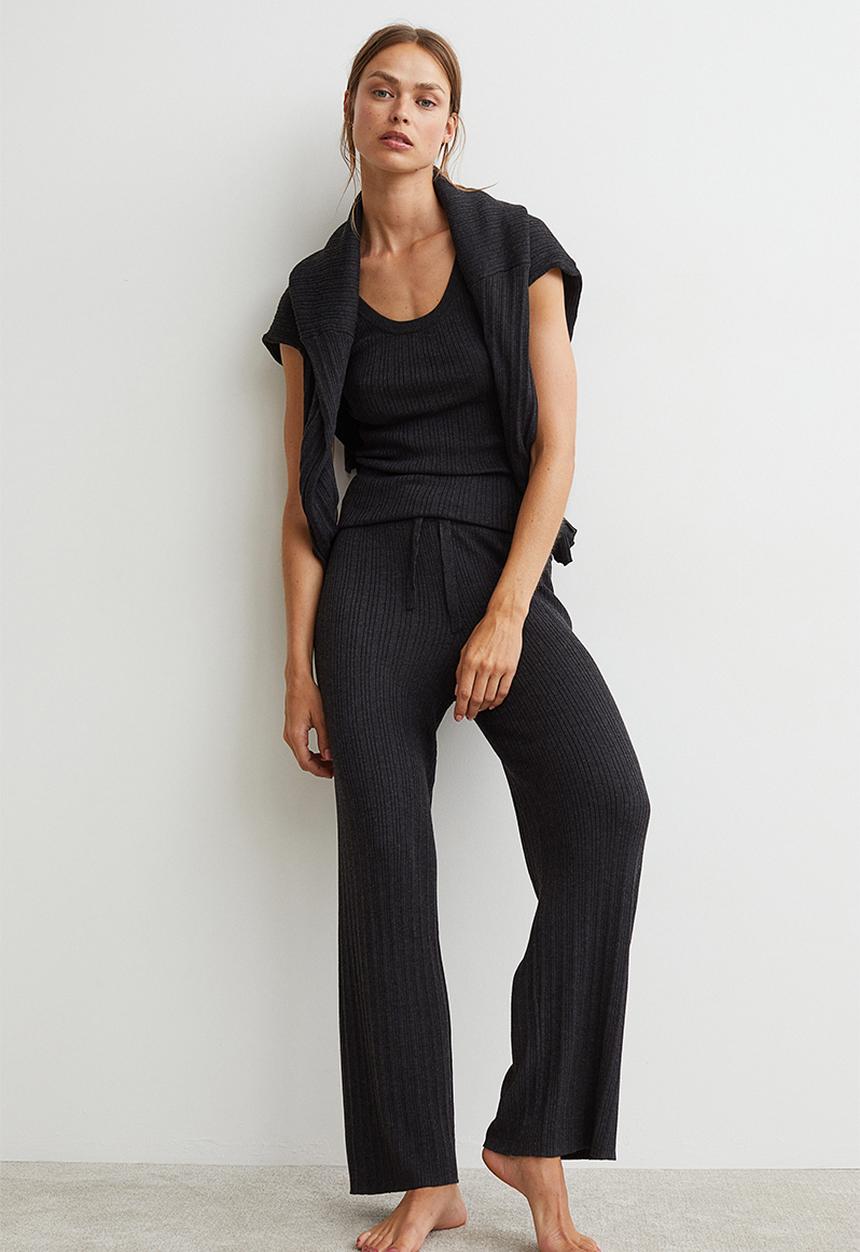 H&M - Ribbed trousers - dark grey