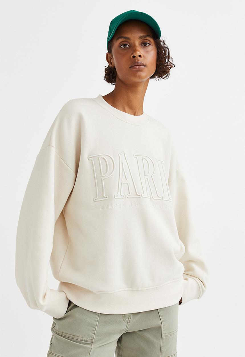 H&M - Crew-neck sweatshirt - cream/paris