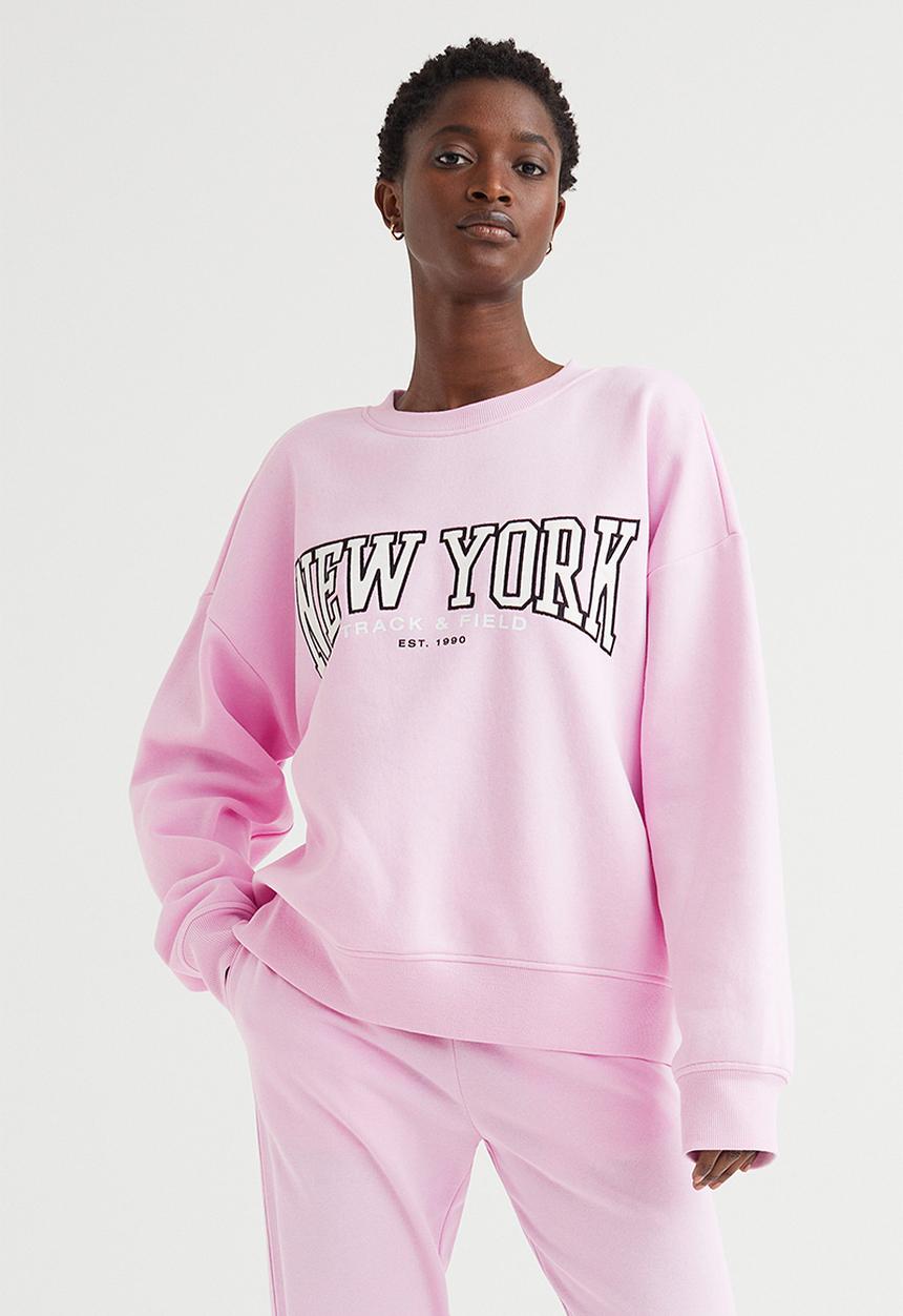 H&M - Crew-neck sweatshirt - light pink/new york